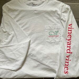 Vineyard Vines White Long Sleeve Tee with Logo